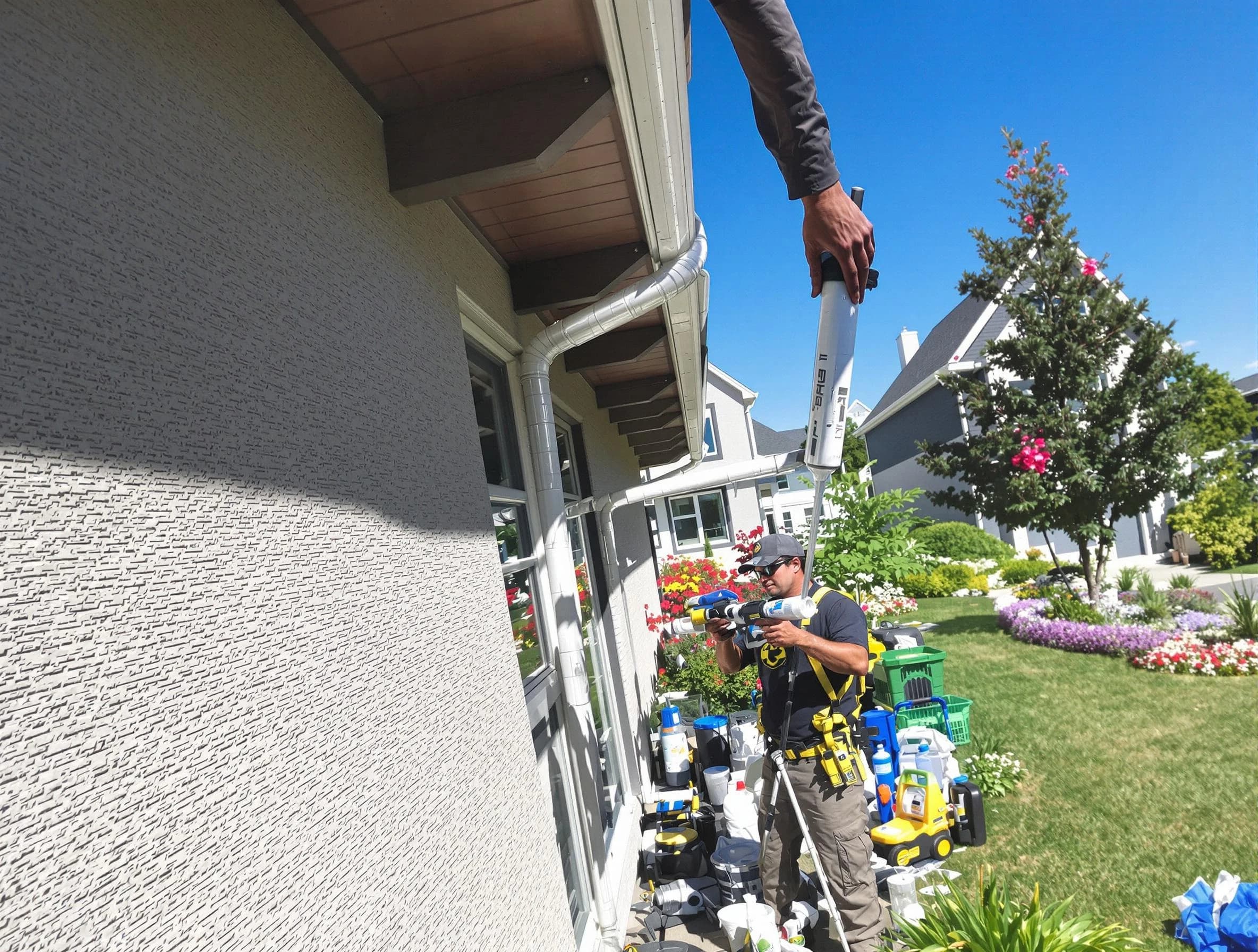 Reinforced downspout bracket installed by Aurora Roofing Company in Aurora, OH