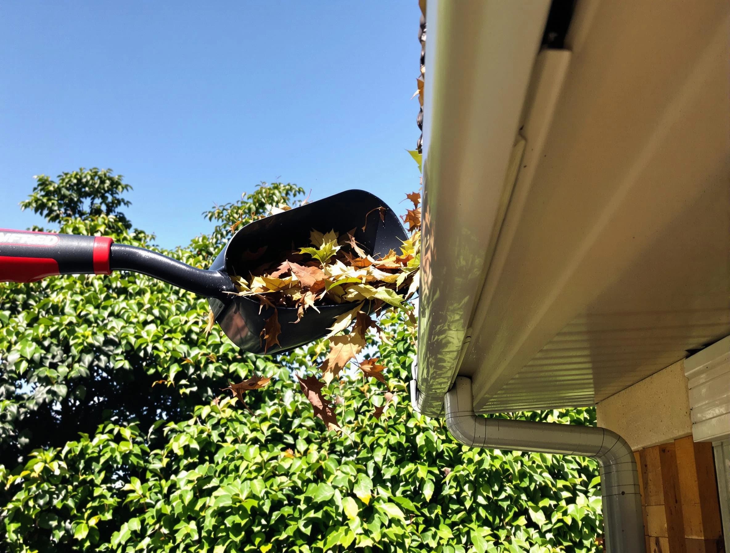 Aurora Roofing Company performing gutter cleaning at a home in Aurora, OH