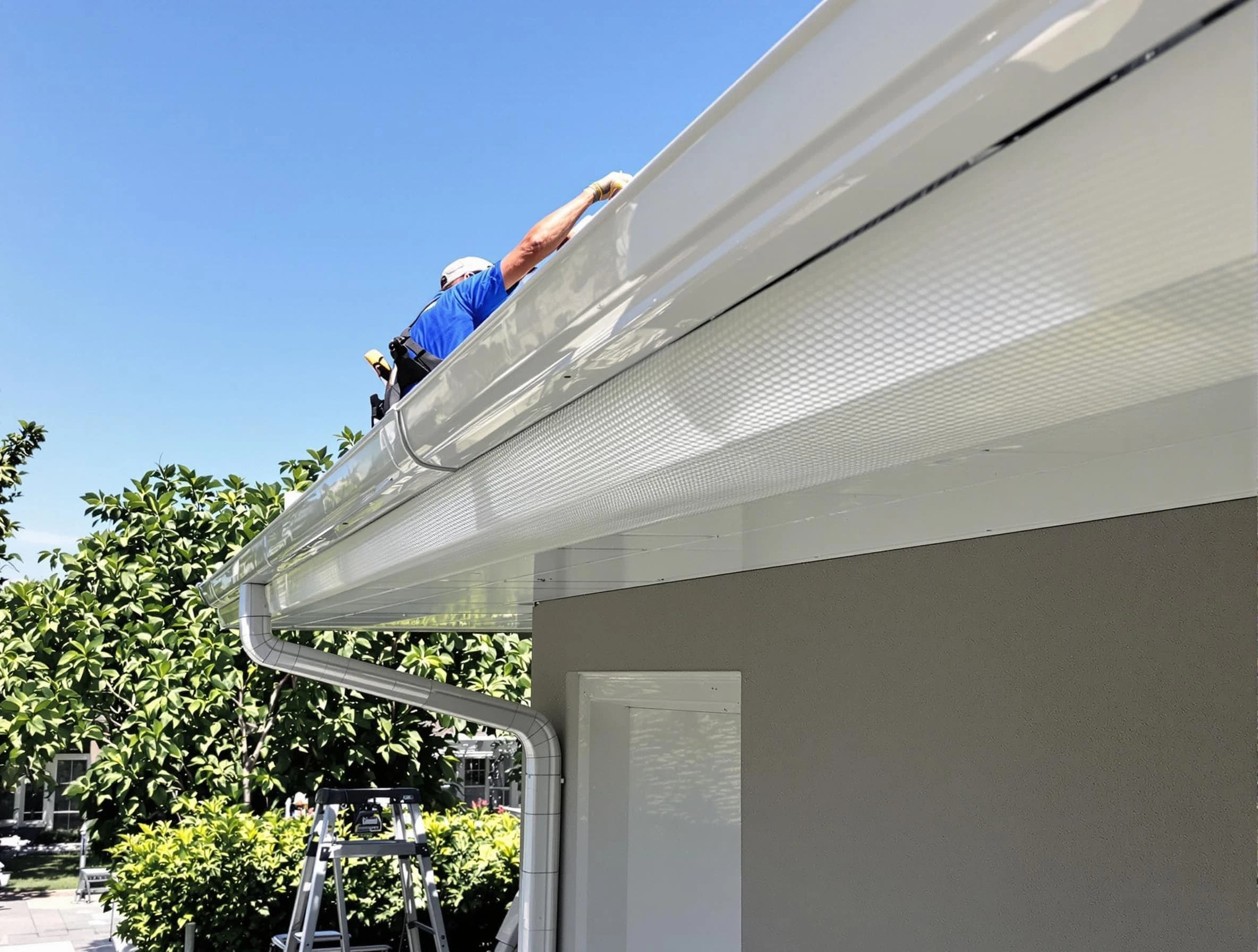 Debris-free gutter guard system by Aurora Roofing Company in Aurora, OH