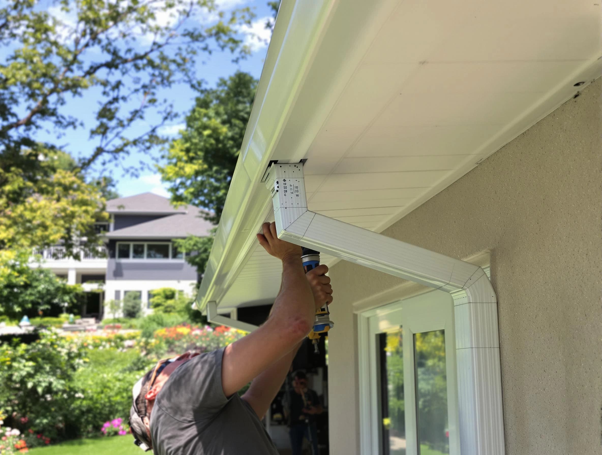 Aurora Roofing Company technicians performing gutter installation in Aurora, OH