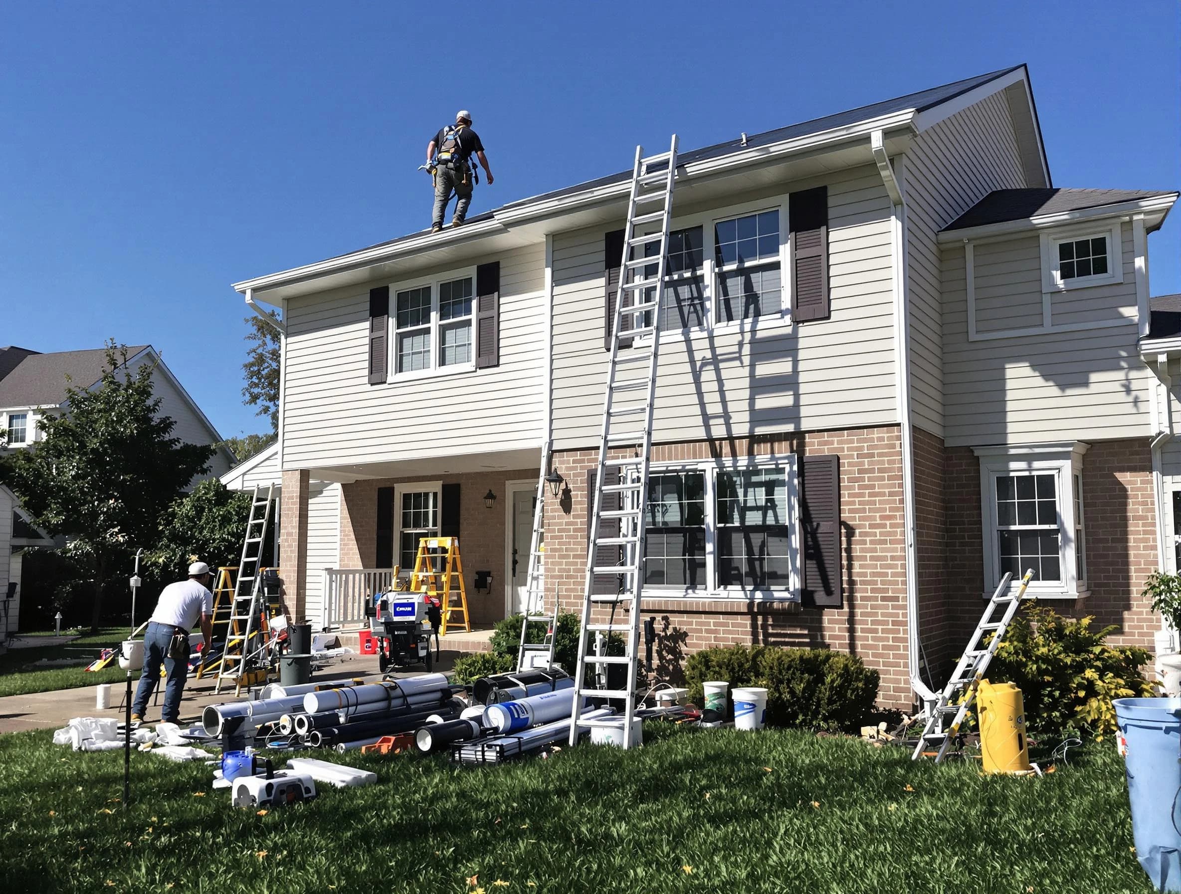 Aurora Roofing Company completing a gutter replacement in Aurora, OH