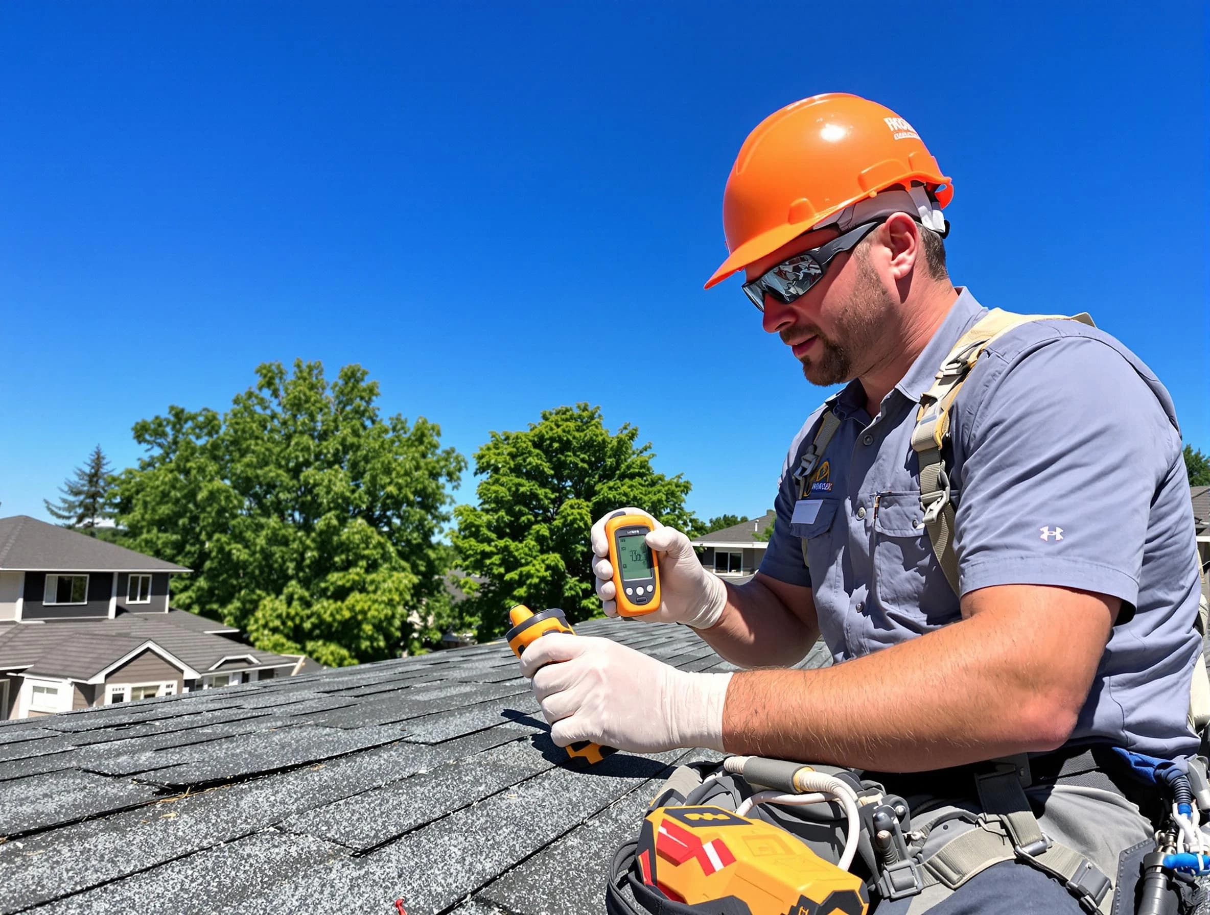 Aurora Roofing Company conducting a roof inspection in Aurora, OH