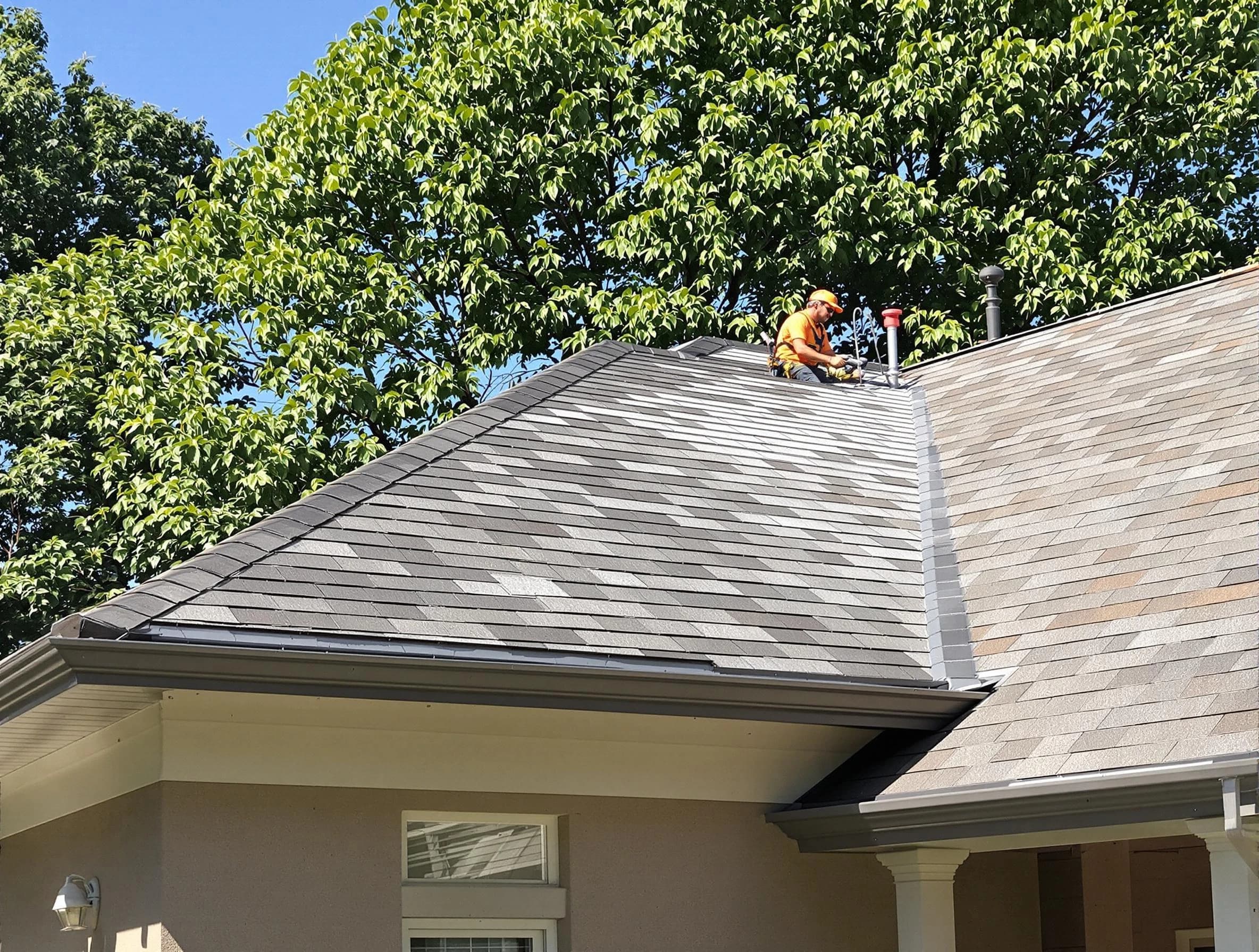 Newly completed shingle roofing by Aurora Roofing Company in Aurora, OH